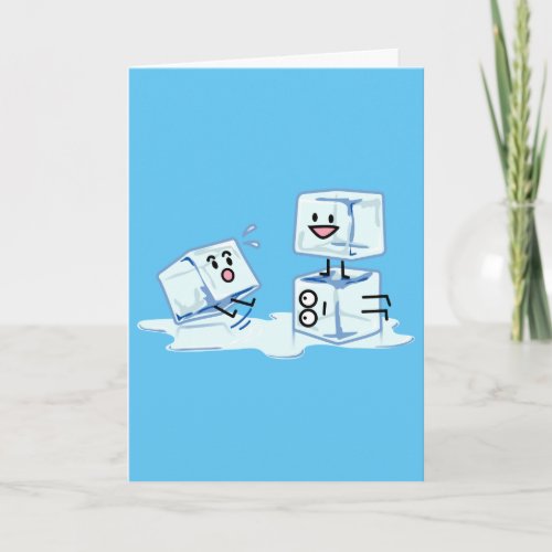 ice cubes icy cube water slipping stack melt cold thank you card