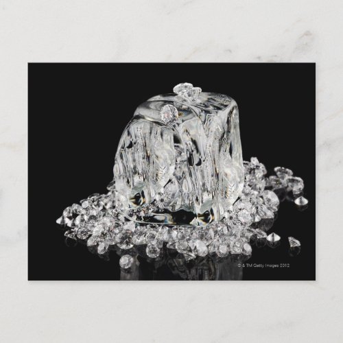 Ice cubes melting into diamonds postcard