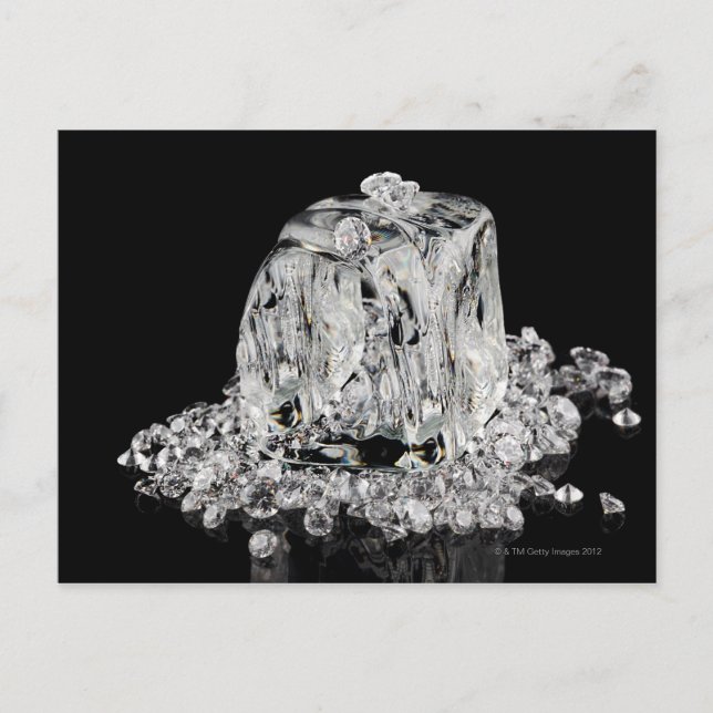 Ice cubes melting into diamonds postcard (Front)