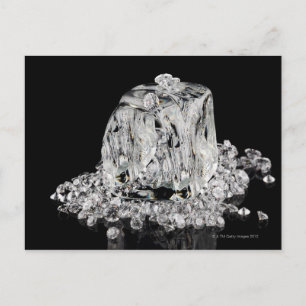 Ice cubes melting into diamonds postcard