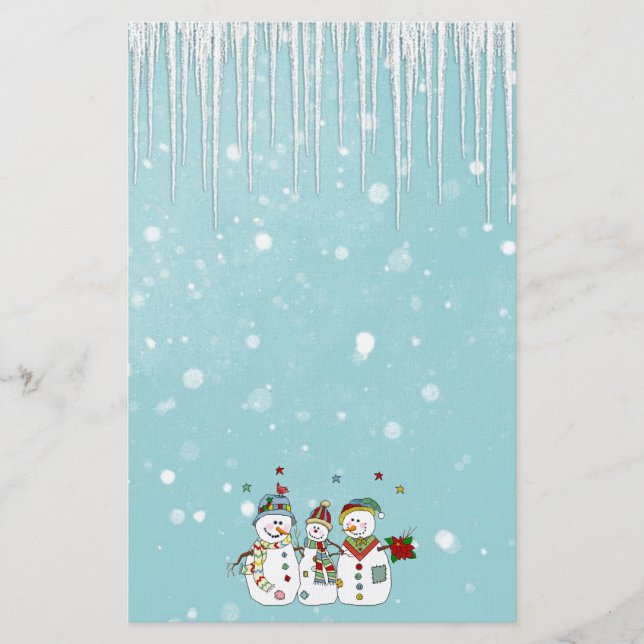 Ice Cycles and Snowmen Stationery (Front)