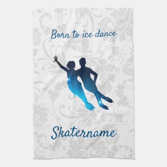 Ice dance skate towel - Blue star pair (Vertical)