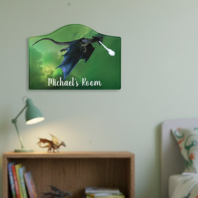 Ice Dragon Nebula Space Child Personalized Door Sign (Creator Uploaded)