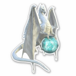 Ice Dragon Snow Winter Glass Sphere Sticker