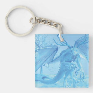 Ice dragon with antlers keychain