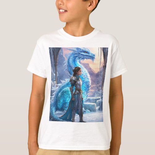 Ice Dragons Embrace Fantasy Graphic T_Shirt T_Shirt