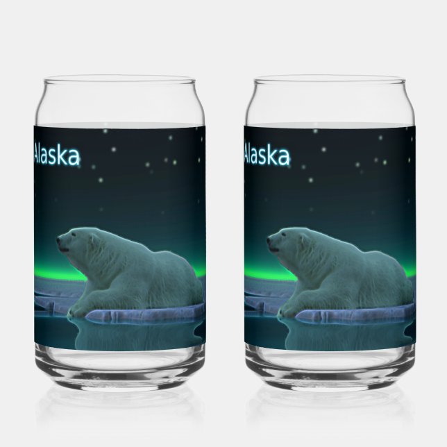 Ice Edge Polar Bear - Alaska Can Glass (Front)