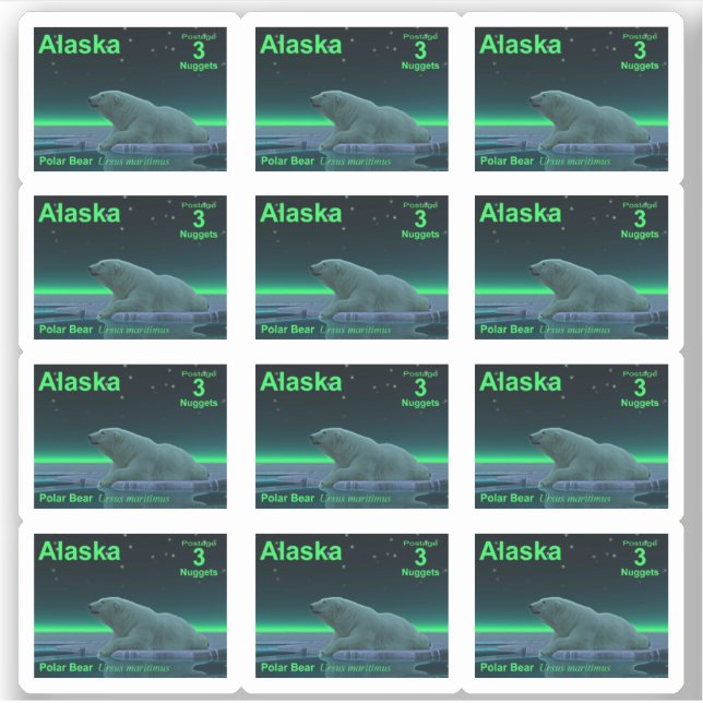 Ice Edge Polar Bear - Alaska Postage Sticker (Front)