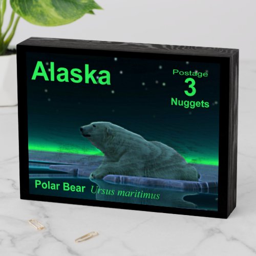 Ice Edge Polar Bear _ Alaska Postage Wooden Box Sign