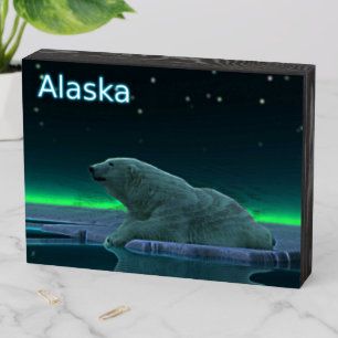 Ice Edge Polar Bear - Alaska Wooden Box Sign