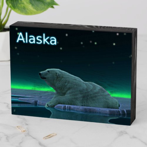 Ice Edge Polar Bear _ Alaska Wooden Box Sign