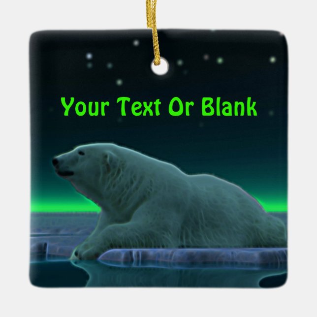 Ice Edge Polar Bear Ceramic Ornament (Front)