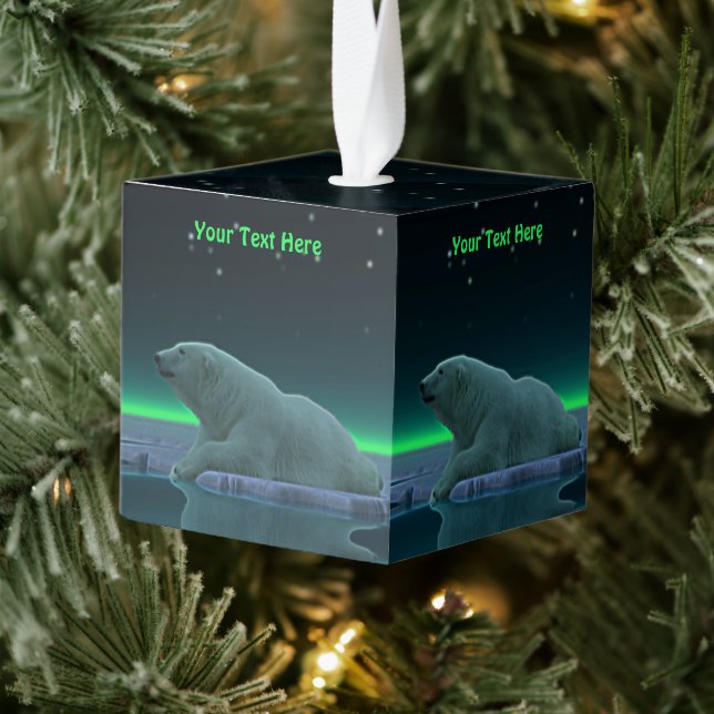 Ice Edge Polar Bear Cube Ornament (Tree)
