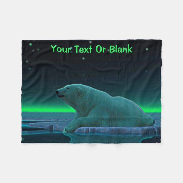 Ice Edge Polar Bear Fleece Blanket (Front (Horizontal))