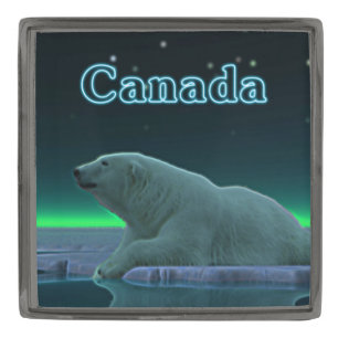 Ice Edge Polar Bear Gunmetal Finish Lapel Pin