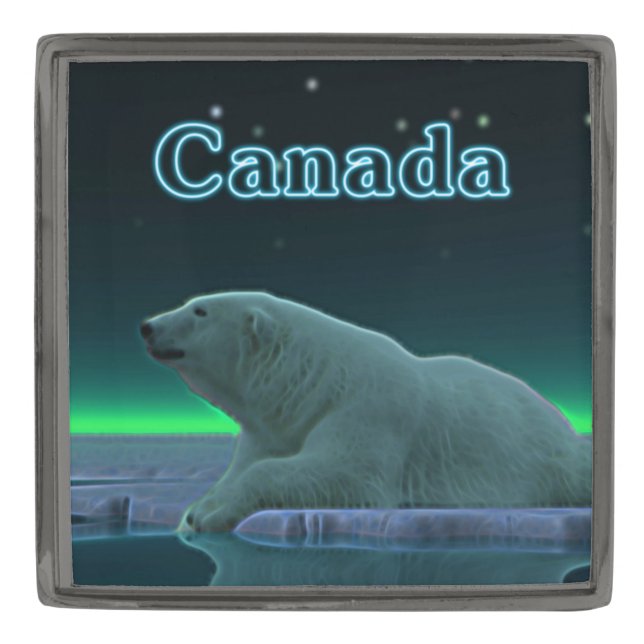 Ice Edge Polar Bear Gunmetal Finish Lapel Pin (Front)