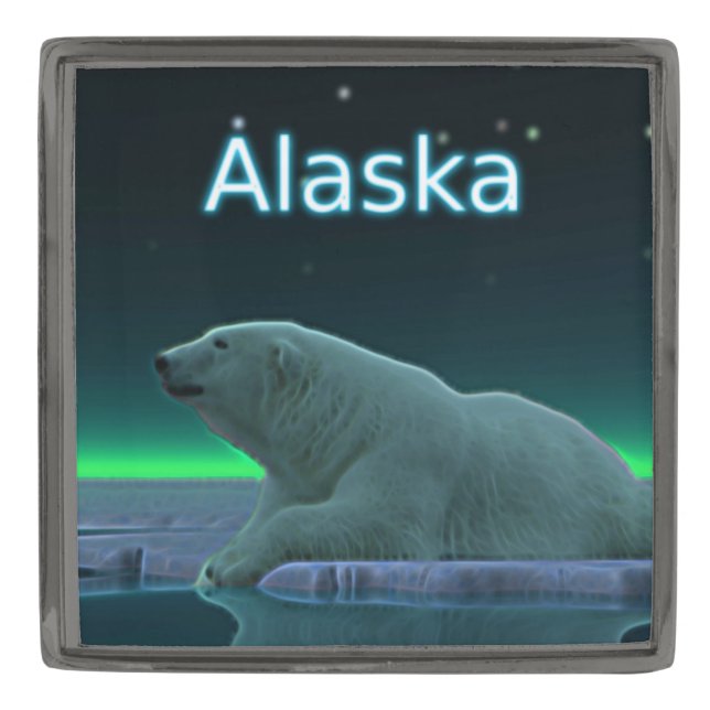 Ice Edge Polar Bear Gunmetal Finish Lapel Pin (Front)