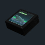 Ice Edge Polar Bear Jewelry Box<br><div class="desc">A peaceful moment in the long Arctic night. A Polar Bear rests at the edge of an open area in the pack ice.The Northern Lights glow in the distance; bright stars twinkle overhead. Text reading "Alaska" appears in glowing green and white. Polar bears are endangered. How much longer will scenes...</div>