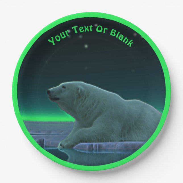 Ice Edge Polar Bear Paper Plates (Front)