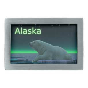 Ice Edge Polar Bear Rectangular Belt Buckle