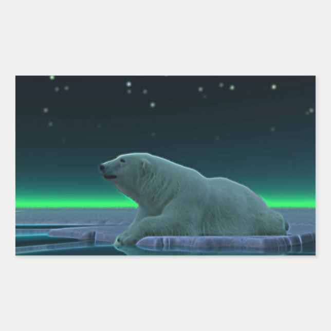 Ice Edge Polar Bear Rectangular Sticker (Front)