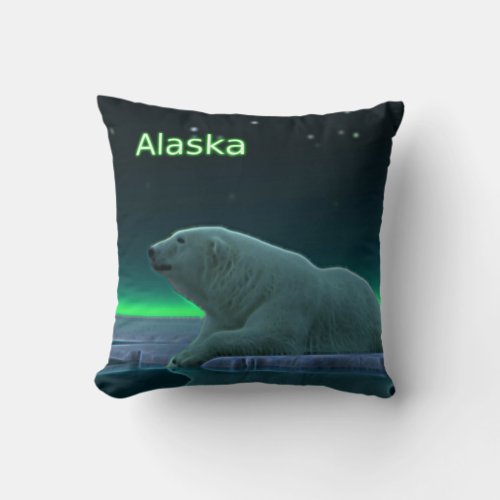 Ice Edge Polar Bear Throw Pillow