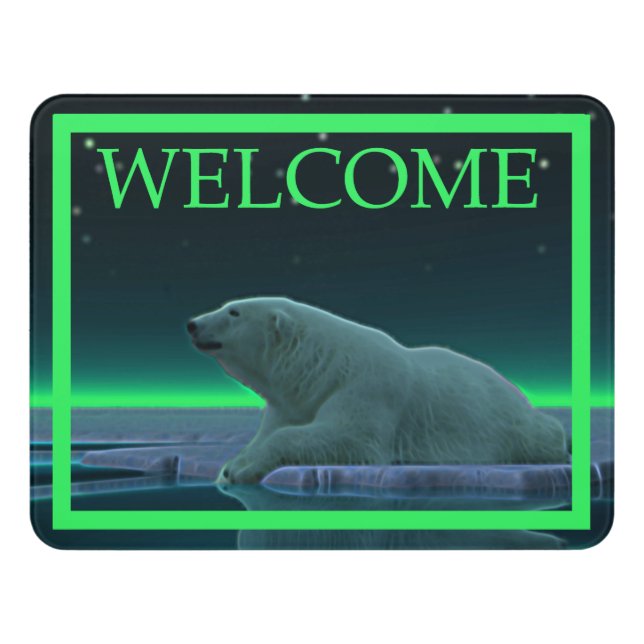 Ice Edge Polar Bear - Welcome Door Sign (Contemporary Front)
