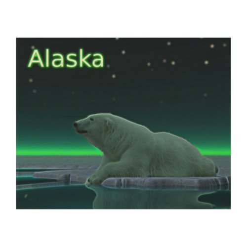 Ice Edge Polar Bear Wood Wall Art