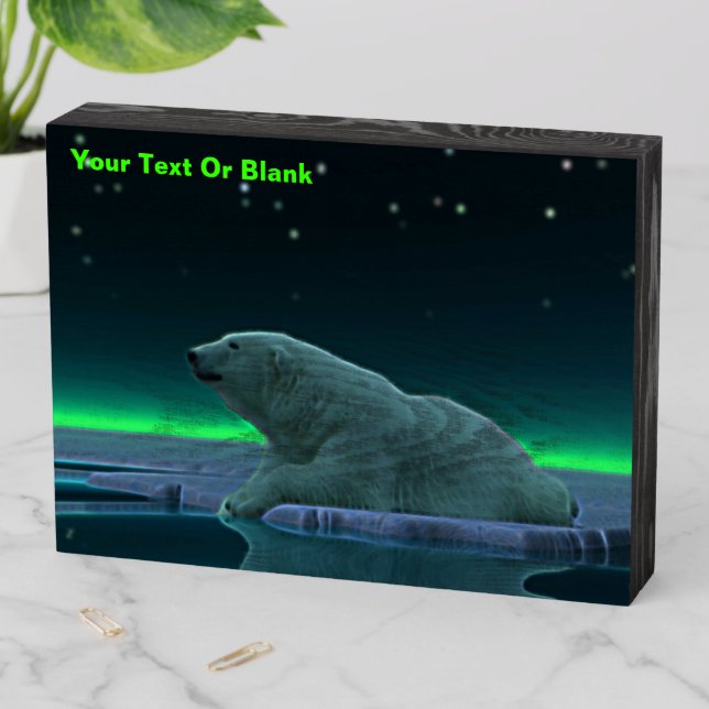 Ice Edge Polar Bear Wooden Box Sign (In Situ Horizontal)