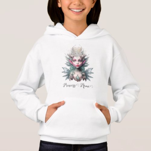 Ice fairy princess glitter rhinestone crown girls  hoodie