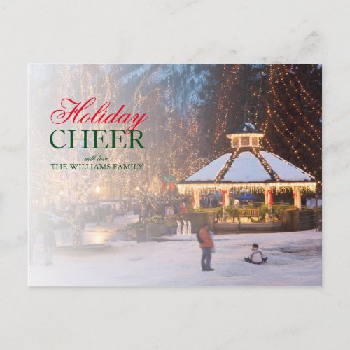 Ice Festival with Snowy Gazebo and City Park Holiday Postcard