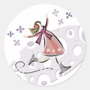 Ice Figure Skater Classic Round Sticker