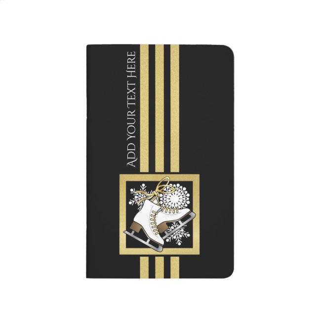 Ice | Figure Skating Black Faux Gold Modern Chic