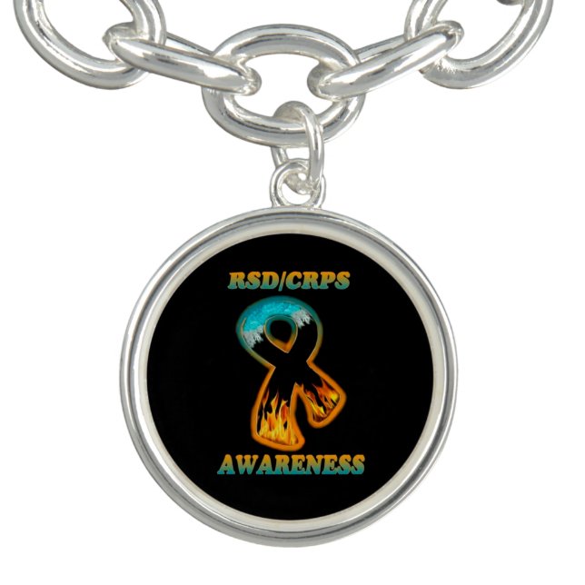 ICE & FIRE RIBBON RSD/CRPS AWARENESS CHARM BRACELET (Design)