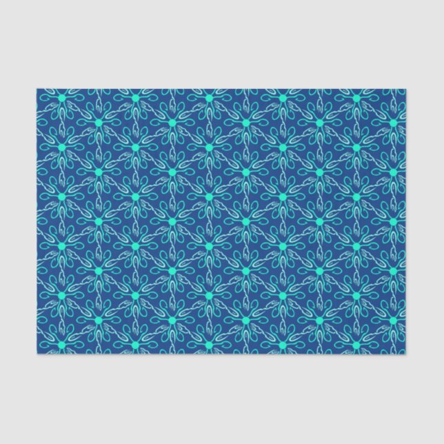 Ice Fisherman Snowflake Hexagon Pattern Tissue Paper (Front)