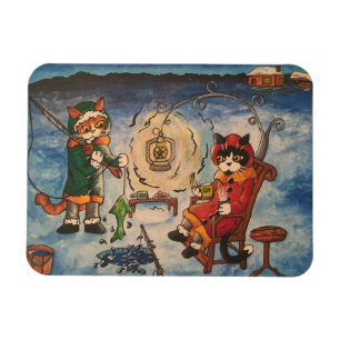 Ice Fishing at Night Magnet
