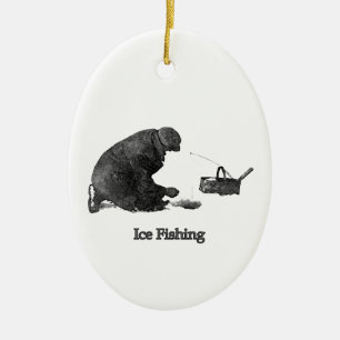 Ice Fishing Ceramic Ornament