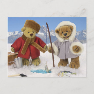 Ice Fishing Dinky Bears Postcard