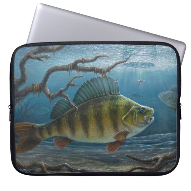 Ice Fishing for Perch Laptop Sleeve (Front)