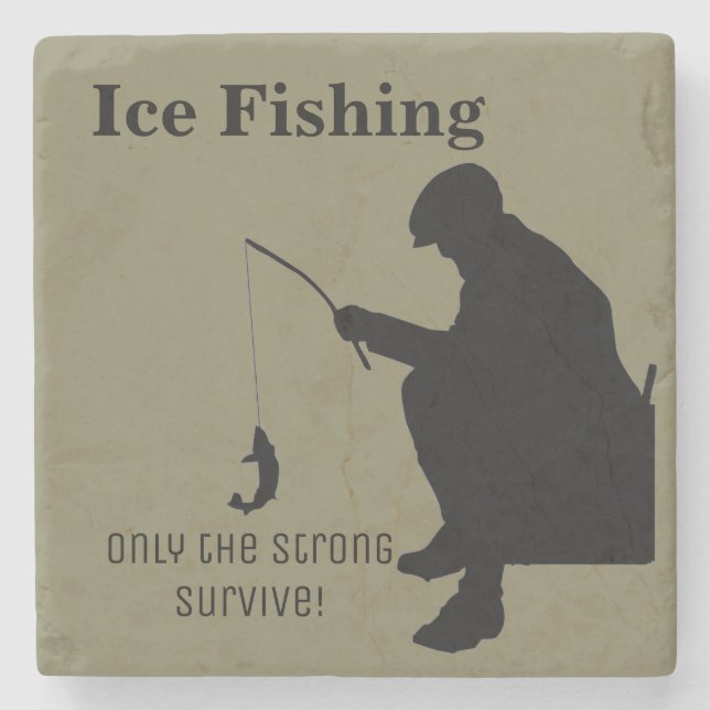 Ice Fishing Funny Stone Coaster (Front)