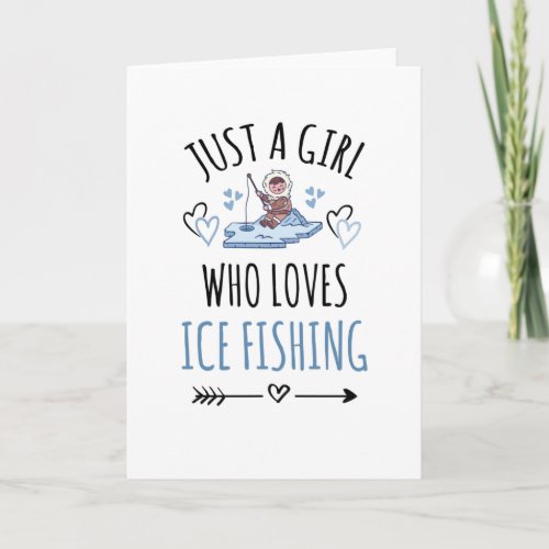 Ice Fishing Girl  Ice Fisherman Ice Fishing Women Card