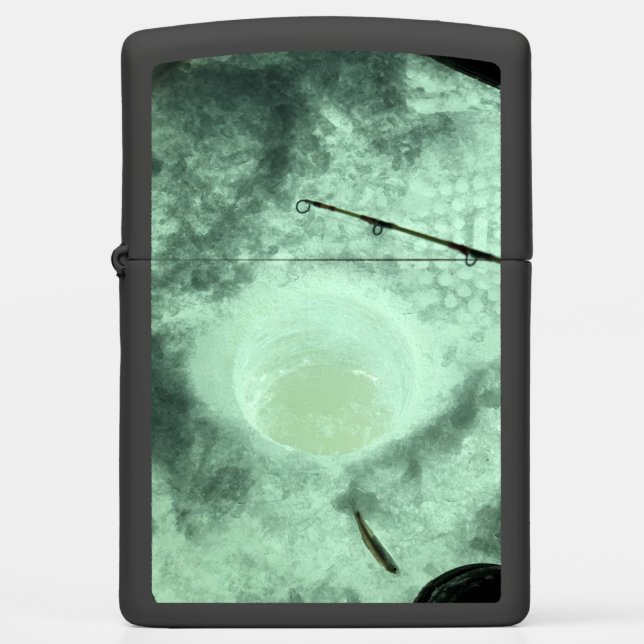 Ice Fishing Men's Hobby Zippo Lighter (Front)