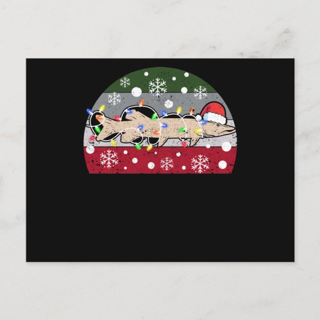 Ice fishing Muskie Christmas Musky Funny Santa Postcard (Front)