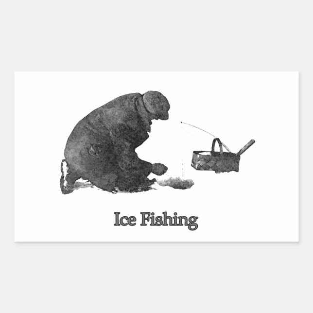 Ice Fishing Rectangular Sticker (Front)