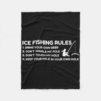 Ice Fishing Rules Funny Fleece Blanket