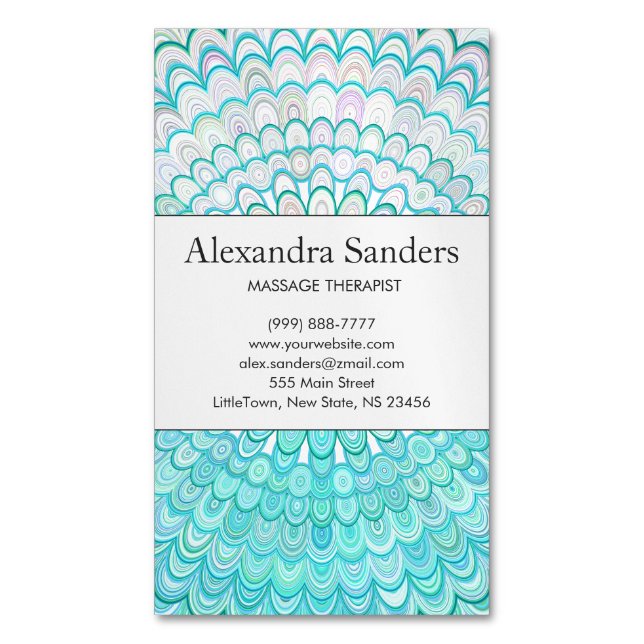 Ice Flower Mandala Business Card Magnet (Front Vertical)