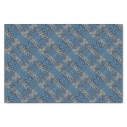 Ice flowers blue  gray floral pattern rustical tissue paper