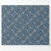 Ice flowers, blue & gray floral pattern, rustical wrapping paper (Flat)