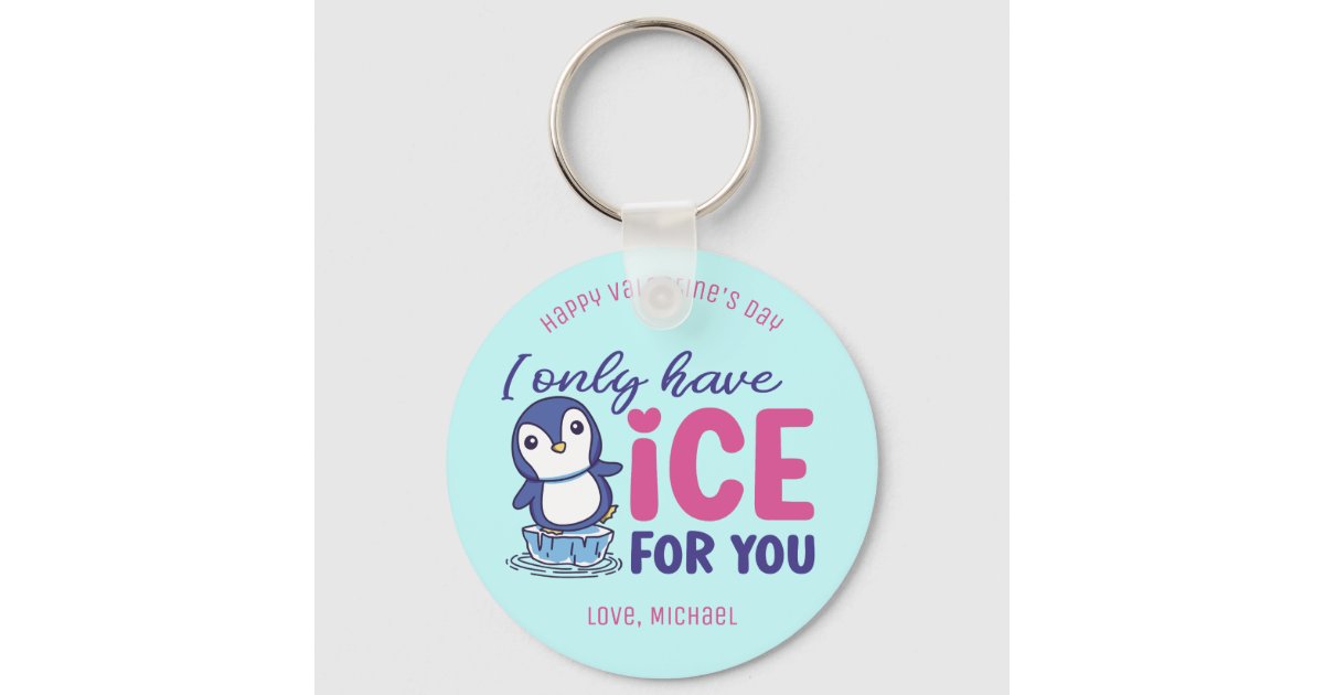 Penguin Love Keyring Silver Key Chain for Girlfriend Boyfriend
