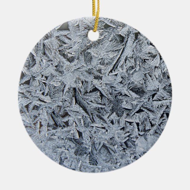 Ice Frost Crystals Texture Image Ceramic Ornament (Front)